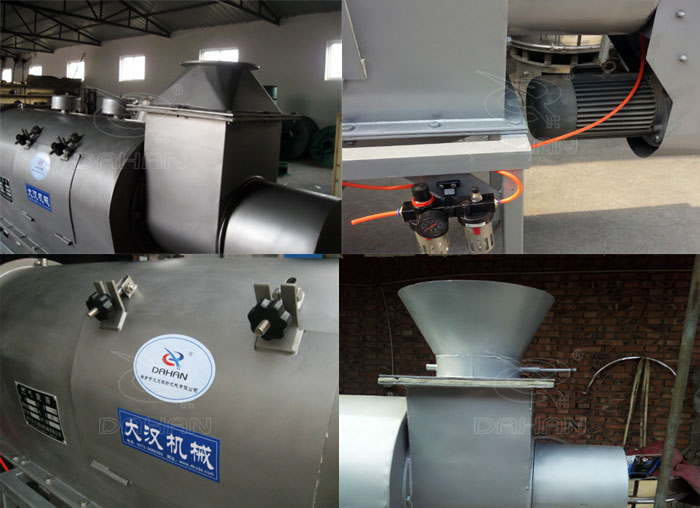氣旋篩：電機，進料口，氣壓裝置等特寫圖片